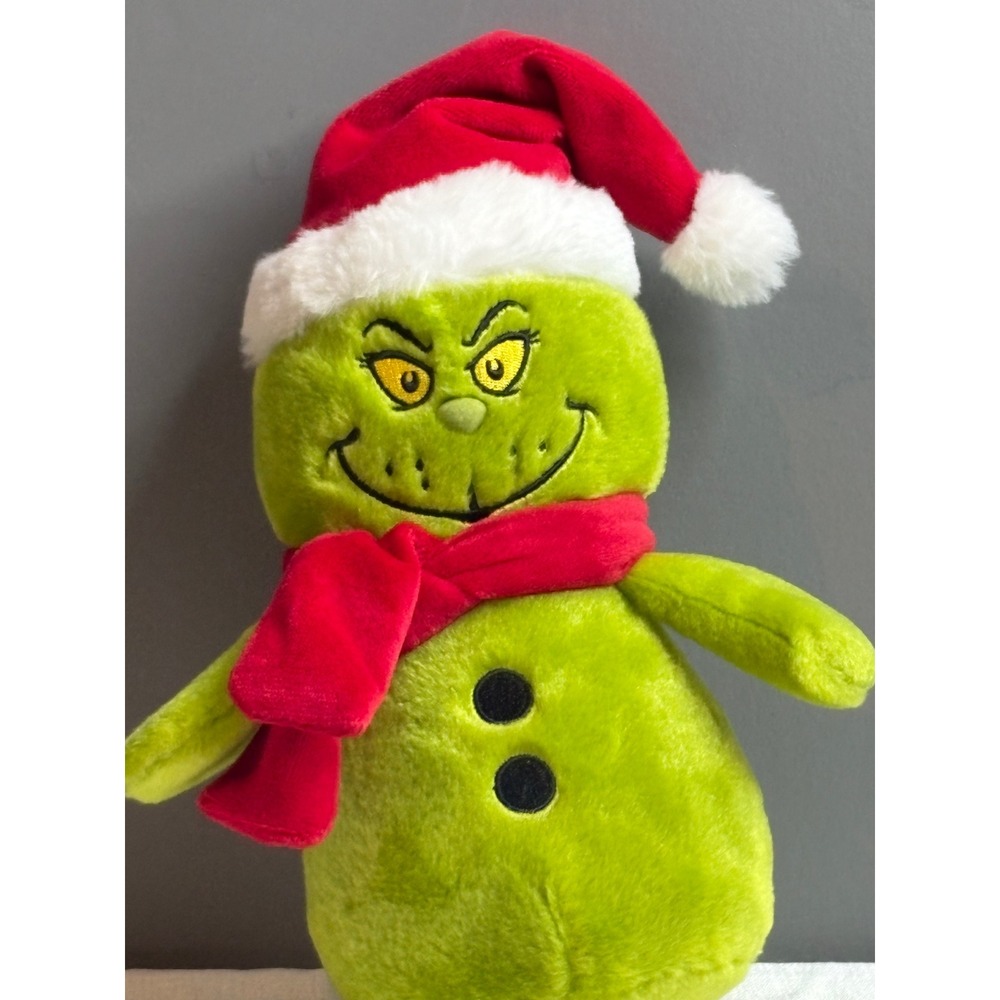 Aurora Dr. Seuss The Grinch Snowman Plush Christmas Santa Hat Scarf Green